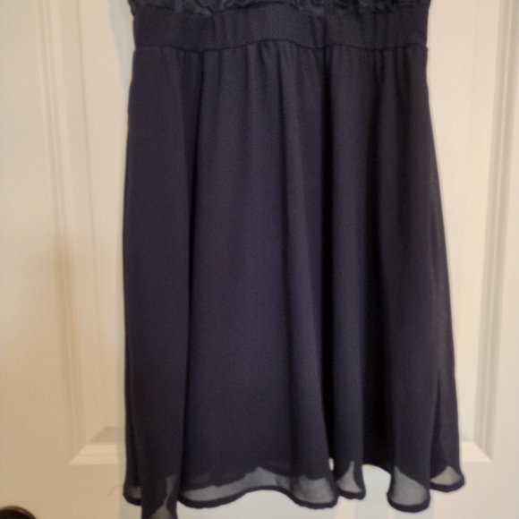LULU'S navy blue Lovers Game lace chiffon swing dress, size S - Picture 9 of 10